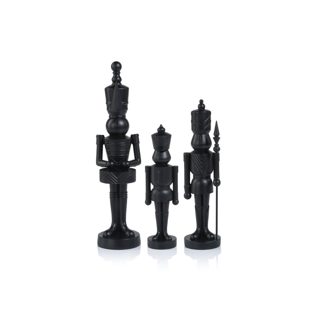 Three Pieces Assorted Resin Soldiers - Matt Black