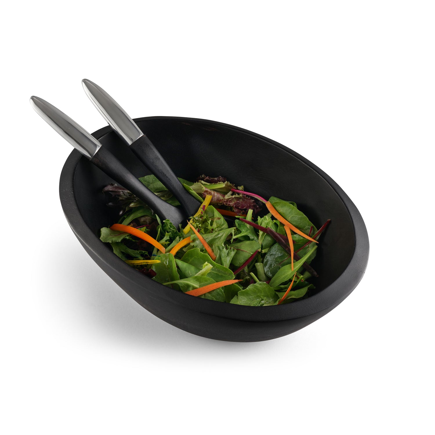 Noir Salad Bowl w/ Servers