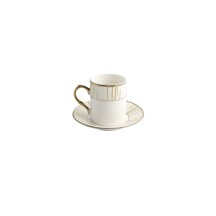White W\Gold Line Coffee Cup Set Of 6