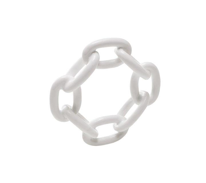 Enamel Chain Link Napkin Ring in White Set Of 4