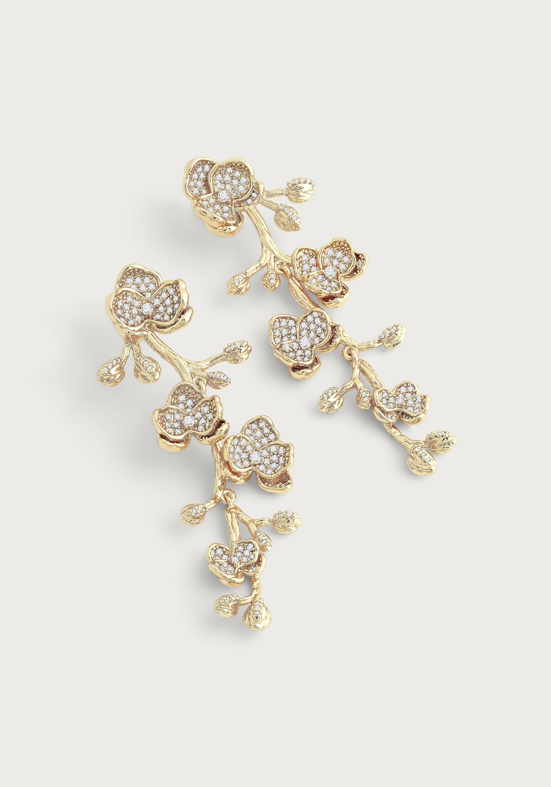 Orchid White Pavé Dangle Earrings