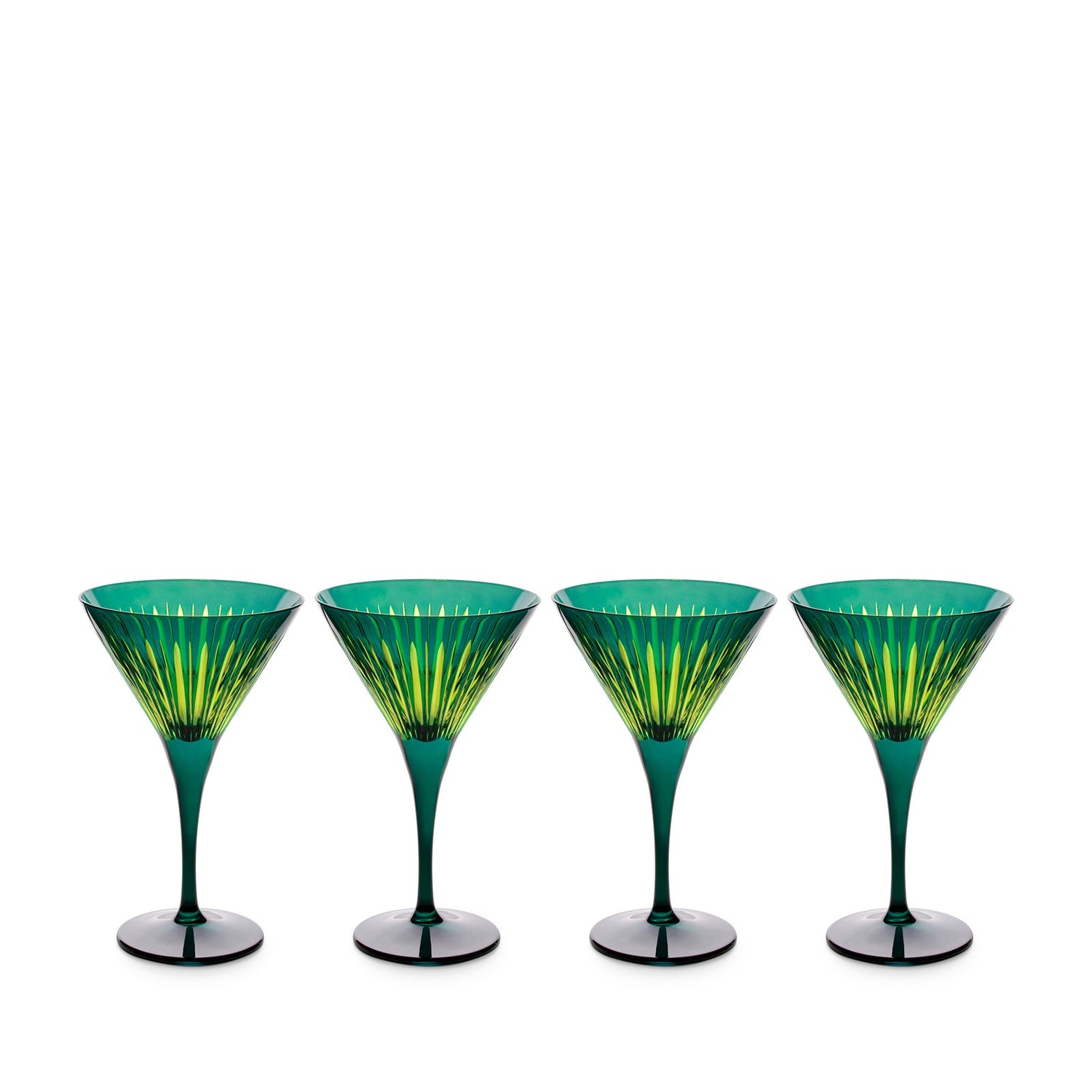 Prism Martini Glasses - Green (Set of 4)