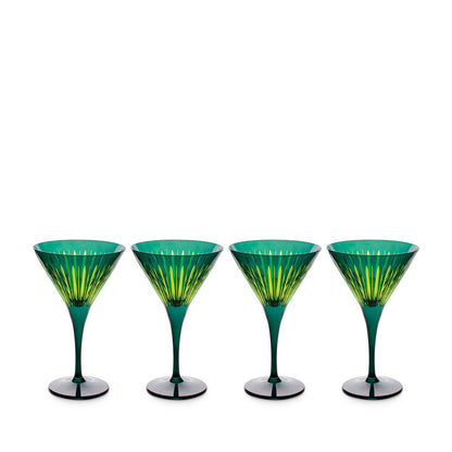 Prism Martini Glasses - Green (Set of 4)