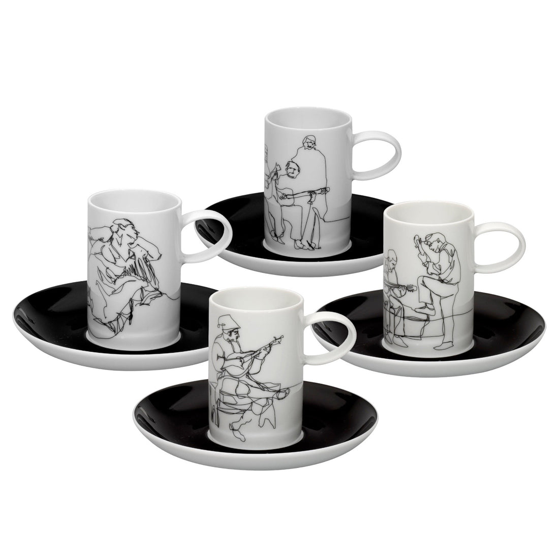 Fado Coffee Cups &amp; Saucers - Set of 4