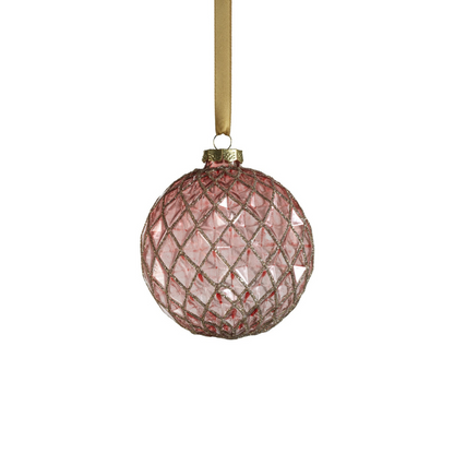 Harlequin Ball Glass Ornament - Plum - 4 in