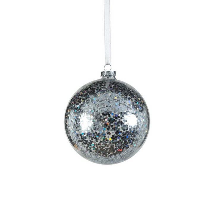 Confetti Glass Ball Ornament - Silver - 4.75 in