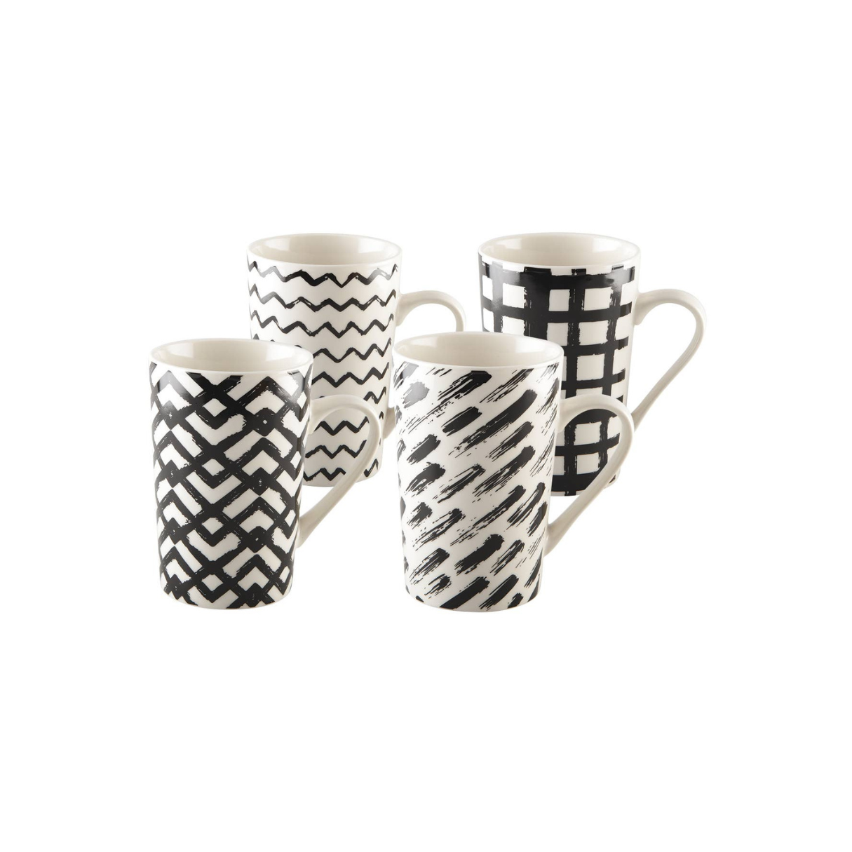 Black &amp; White Mug Set Of 4