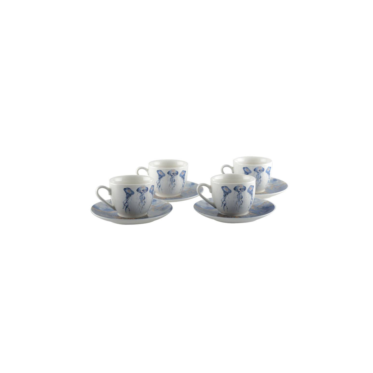 Jellyfish Coffee Cups with Saucers Set Of 4