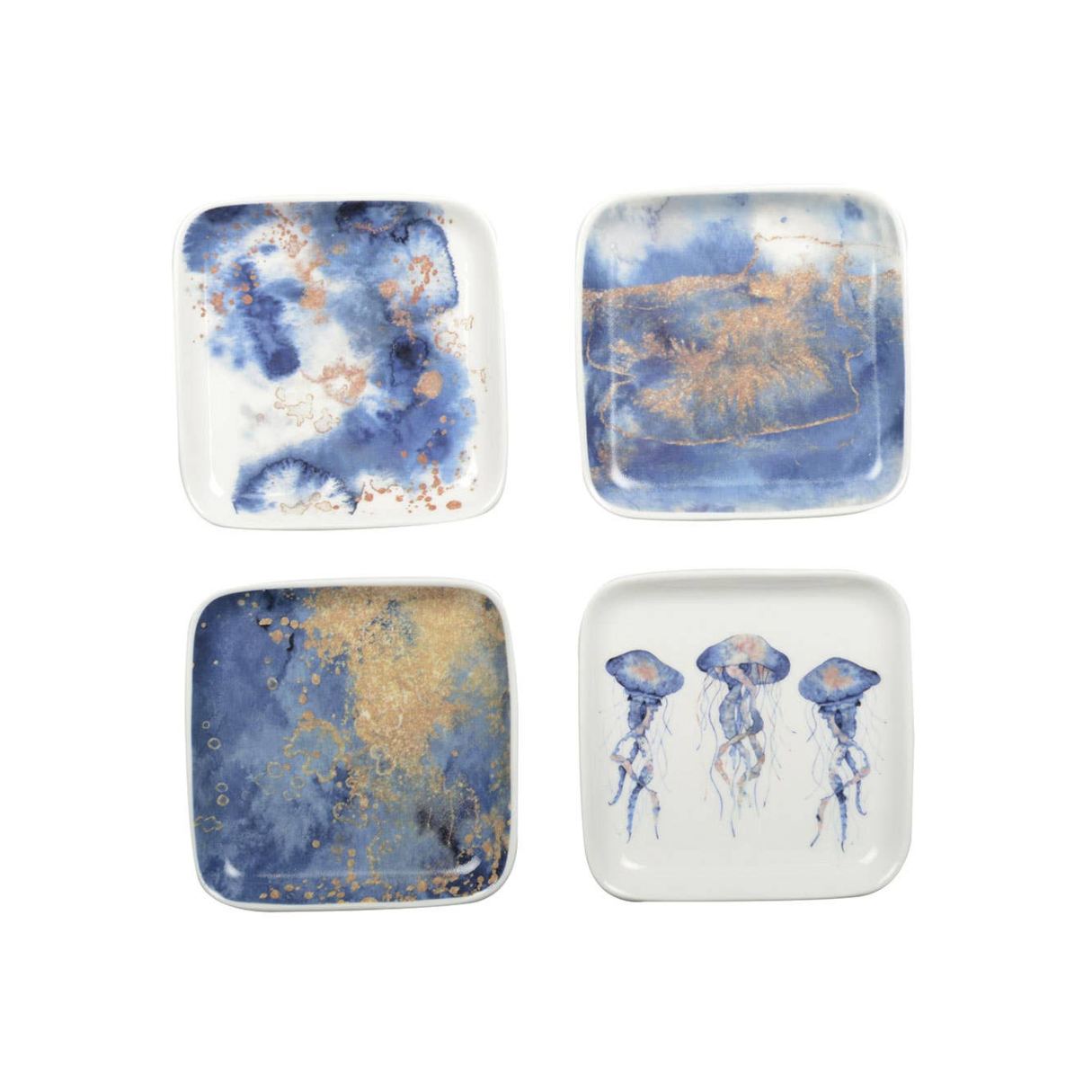 Square Jellyfish Dessert Plate Set Of 4