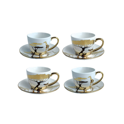 Savannah Gold Coffee Cups and Saucers - Set of 4