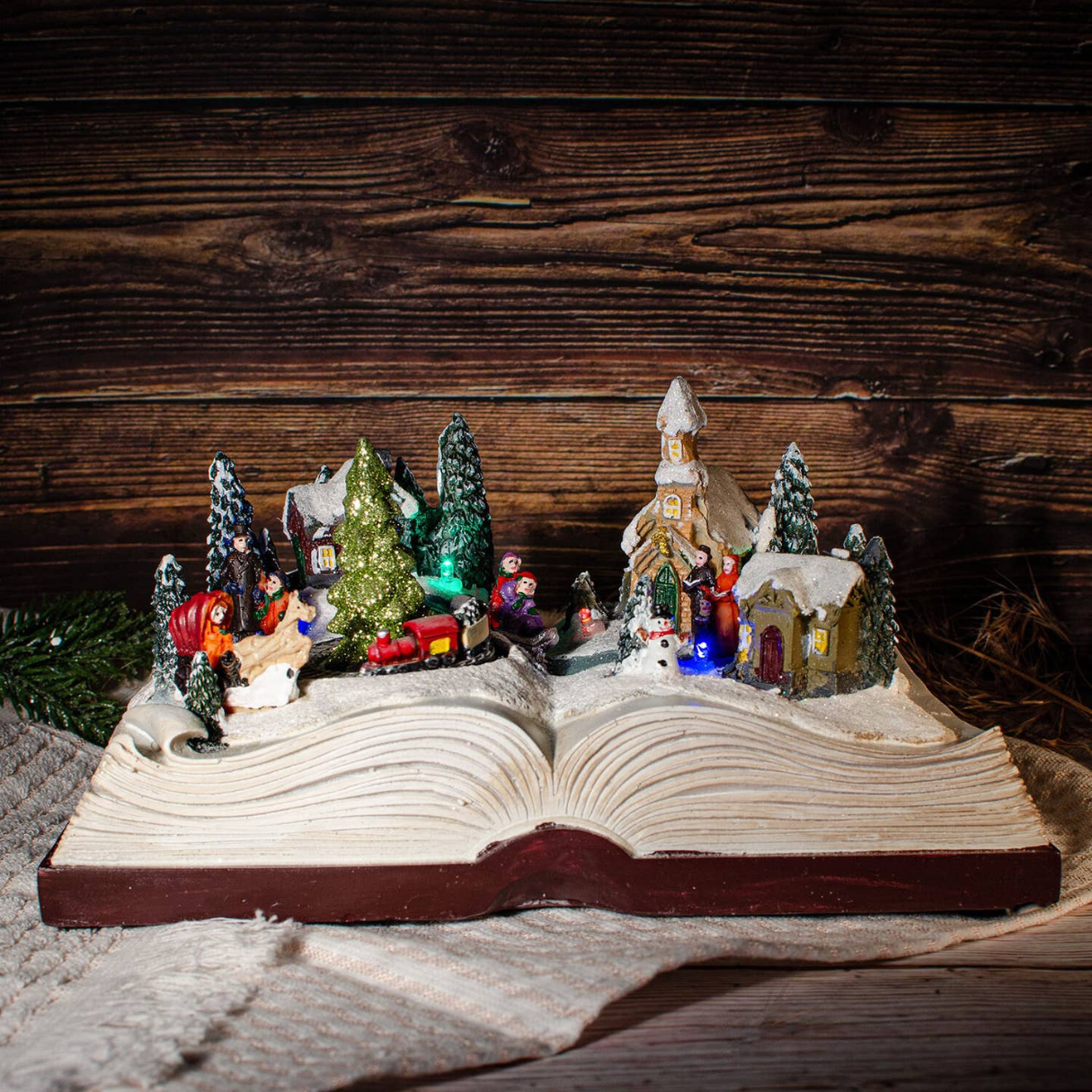 Christmas Scene On Book Musical Led Christmas Decoration