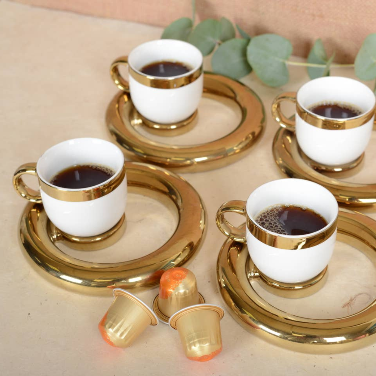 Golden Circle Coffee Cups  Set of 4