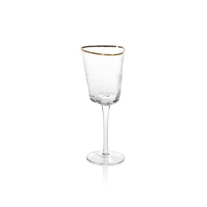 Aperitivo Triangular Wine Glass - Clear with Gold Rim Set of 4
