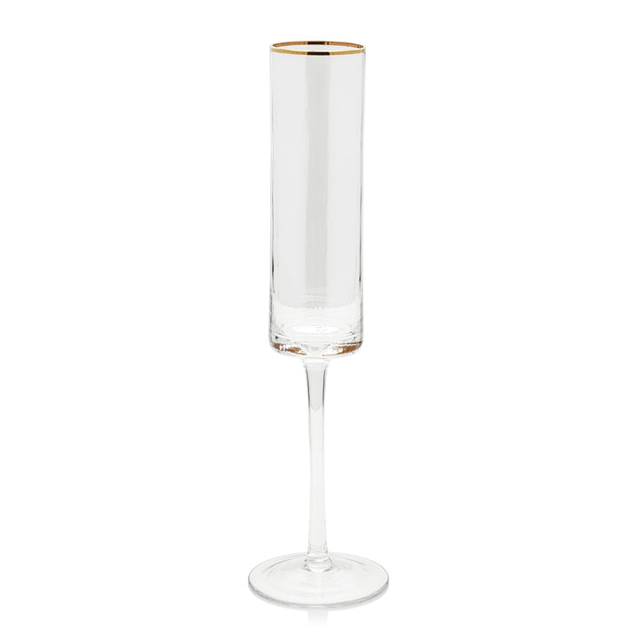 Optic Champagne Flute with Gold Rim Set Of 4