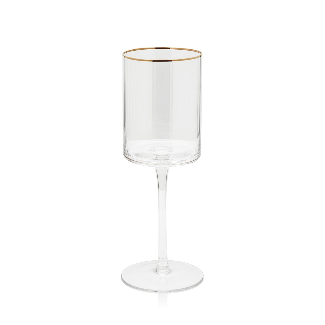 Optic White Wine Glass with Gold Rim Set Of 4