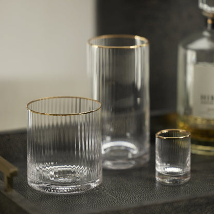 Optic Rocks Glass with Gold Rim Set of 6