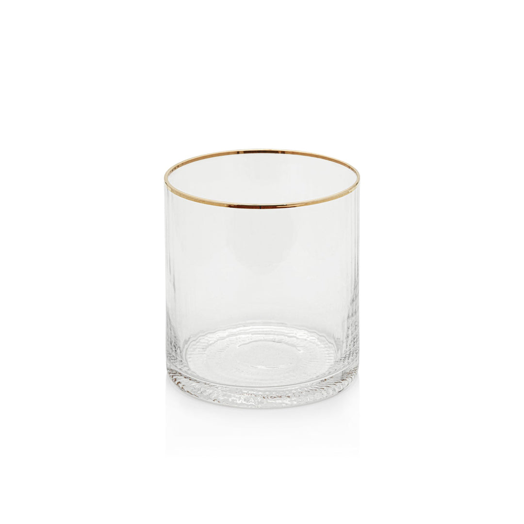 Optic Rocks Glass with Gold Rim Set of 6