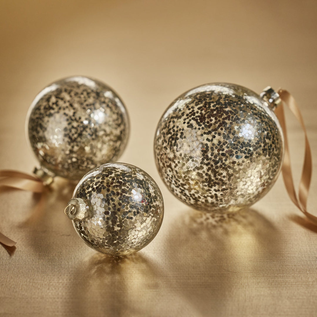 Confetti Glass Ball Ornament - Gold