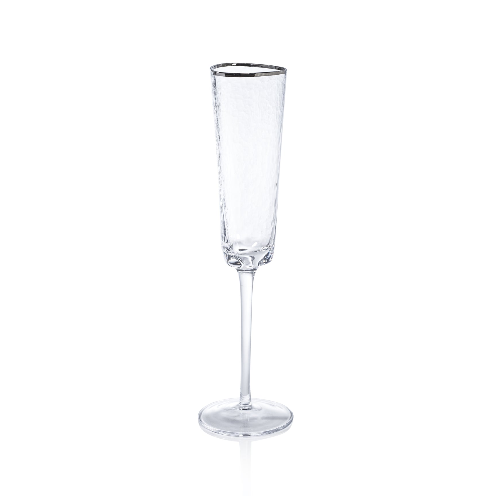 Aperitivo Triangular Champagne Flute - Clear with Platinum Rim Set Of 4