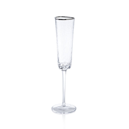 Aperitivo Triangular Champagne Flute - Clear with Platinum Rim Set Of 4