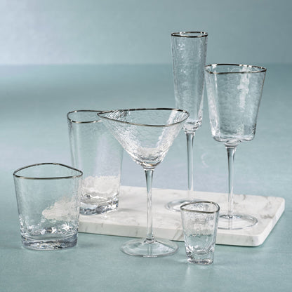 Aperitivo Triangular Wine Glass - Clear with Platinum Rim Set Of 4