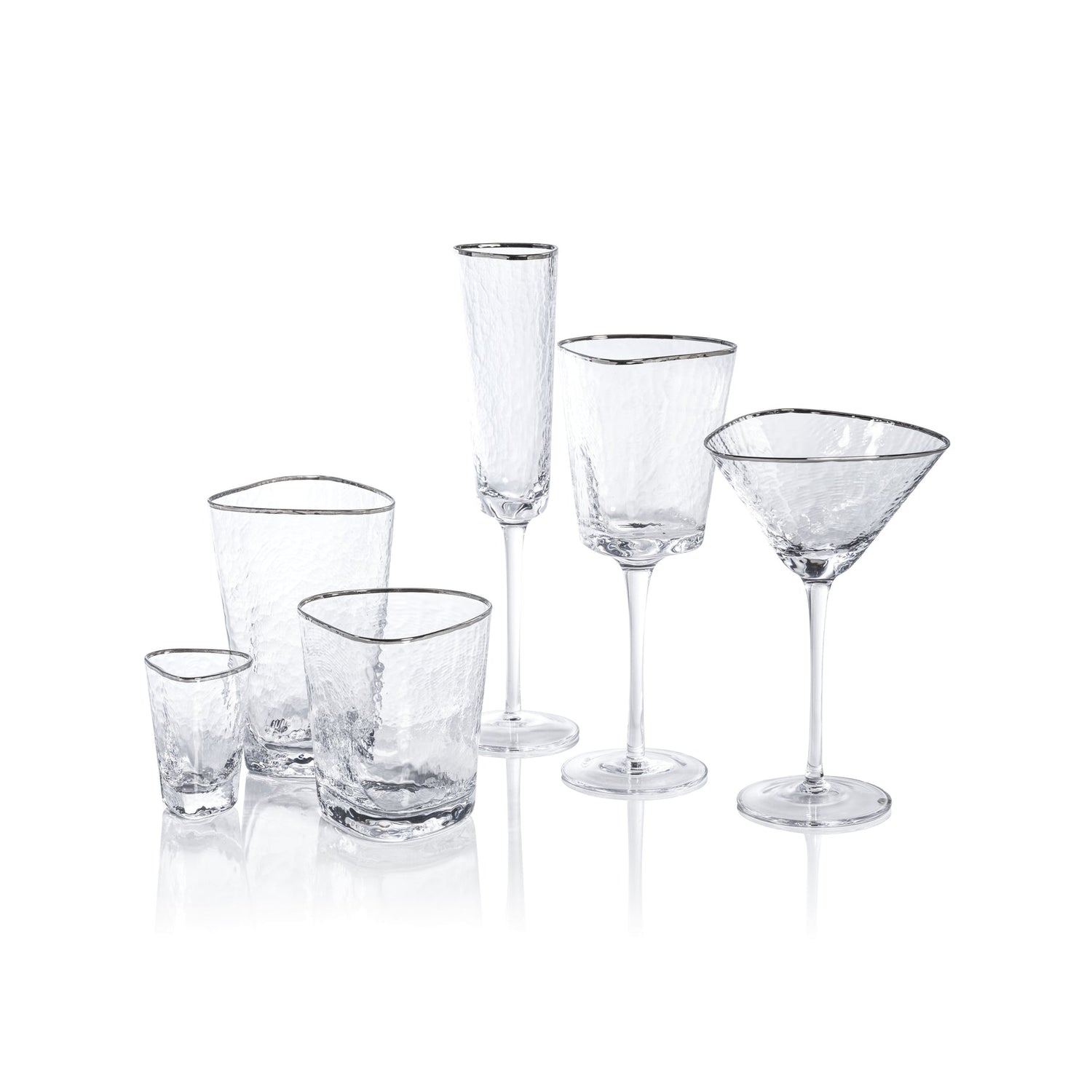 Aperitivo Triangular Wine Glass - Clear with Platinum Rim Set Of 4