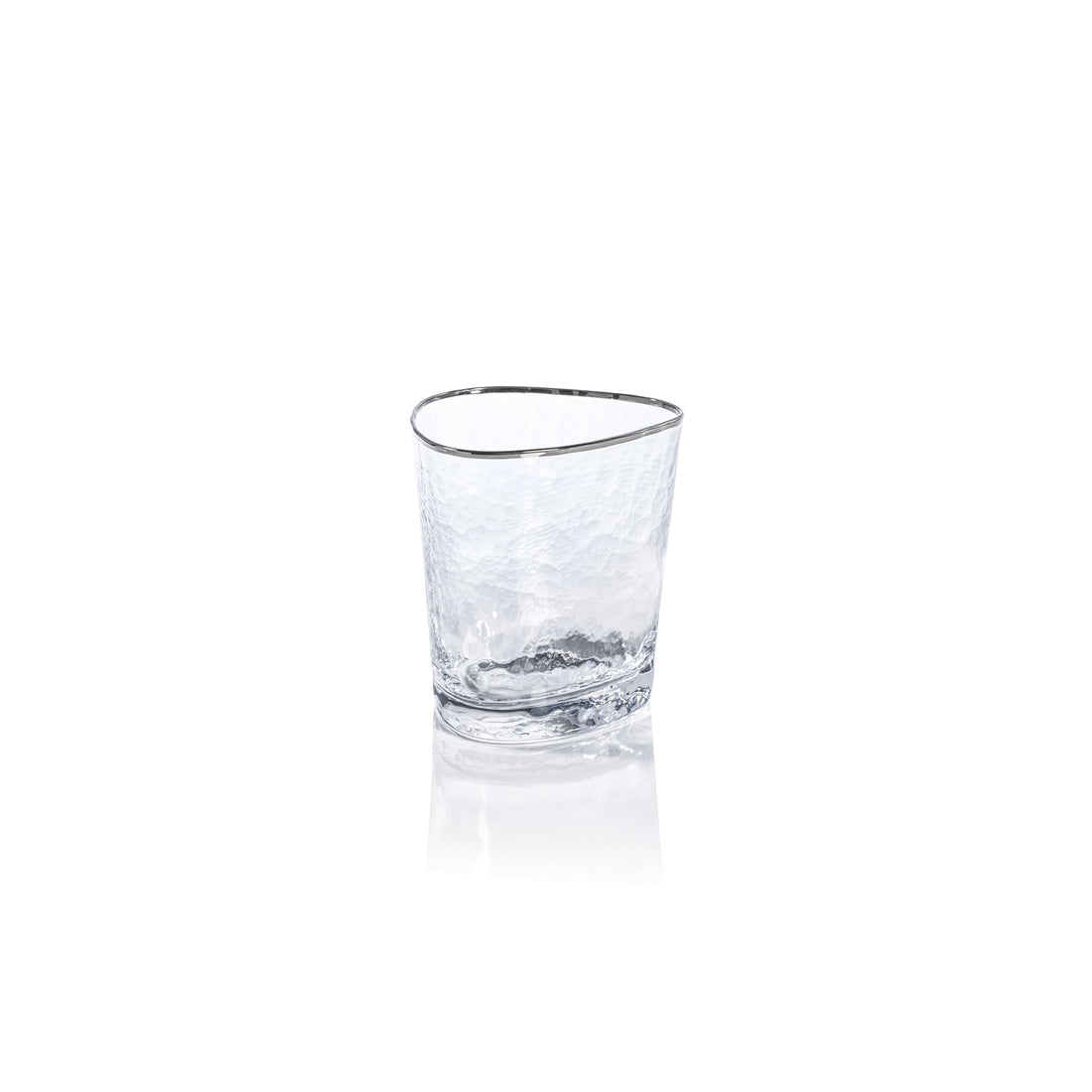 Aperitivo Triangular Double Old Fashioned Glass - Clear with Platinum Rim Set Of 4