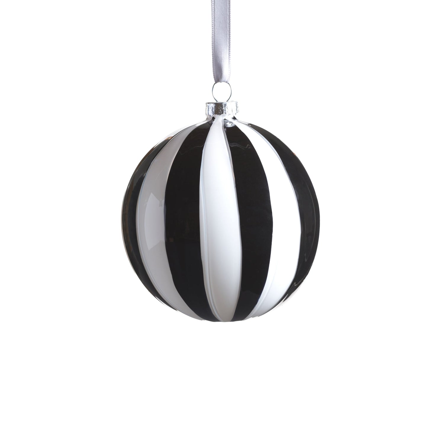 Twilight Stripe Glass Ornament - Black and White - Ball