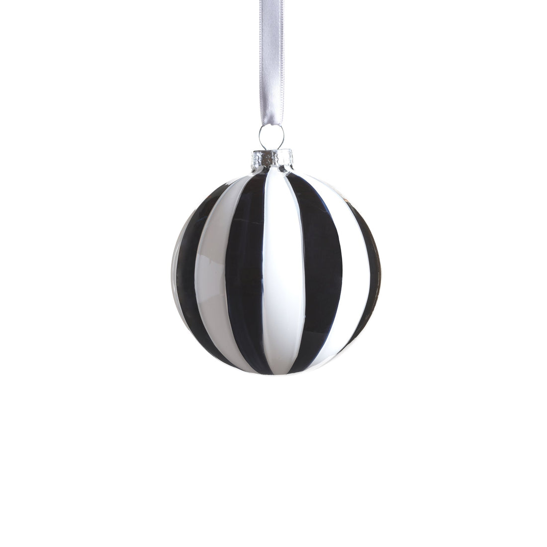 Twilight Stripe Glass Ornament - Black and White - Ball