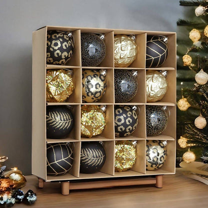 Vogue Black and Gold 16-Piece Christmas Ornaments Set