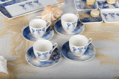 Jellyfish Coffee Cups with Saucers Set Of 4