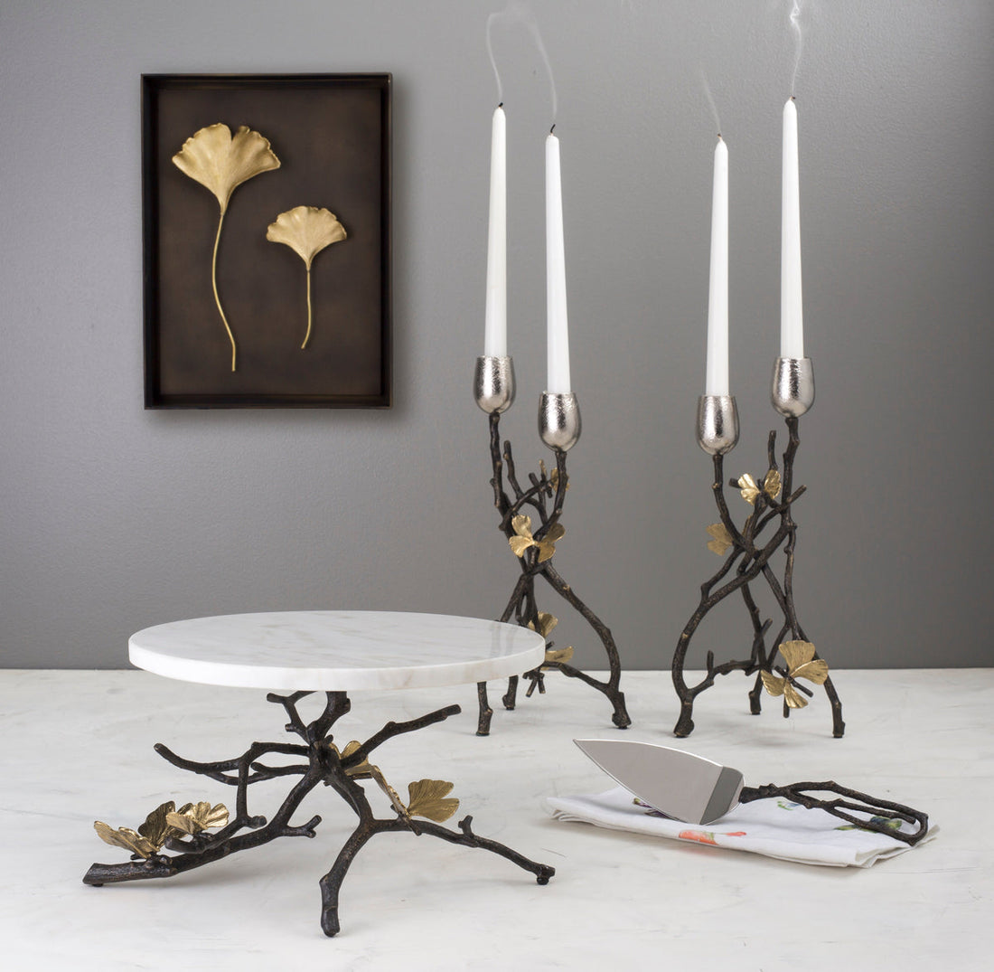 Butterfly Ginkgo Candleholders - Tall