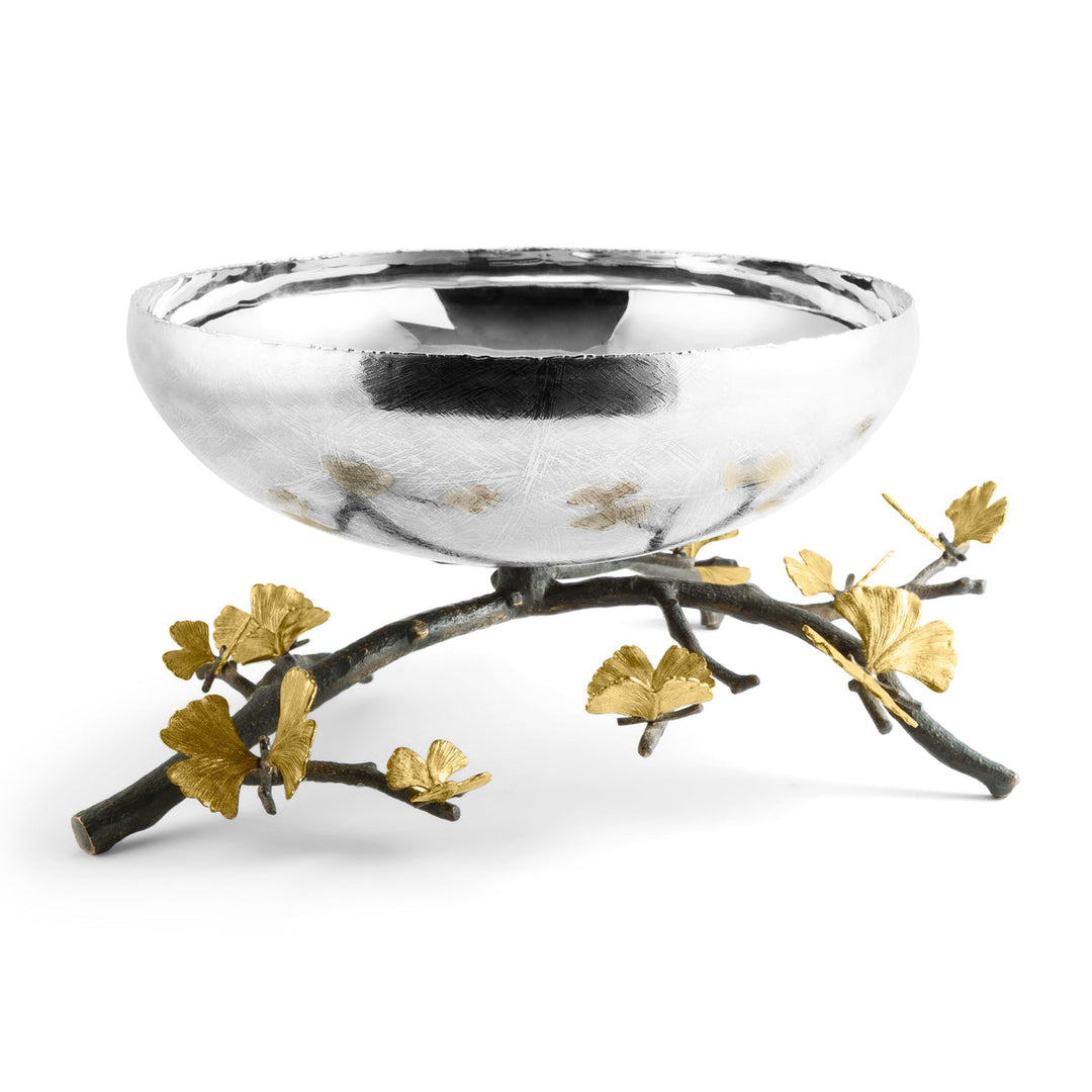 Butterfly Ginkgo Footed Bowl - Large Centerpiece