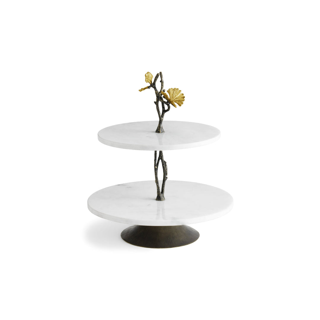 Butterfly Ginkgo Small Marble Etagere