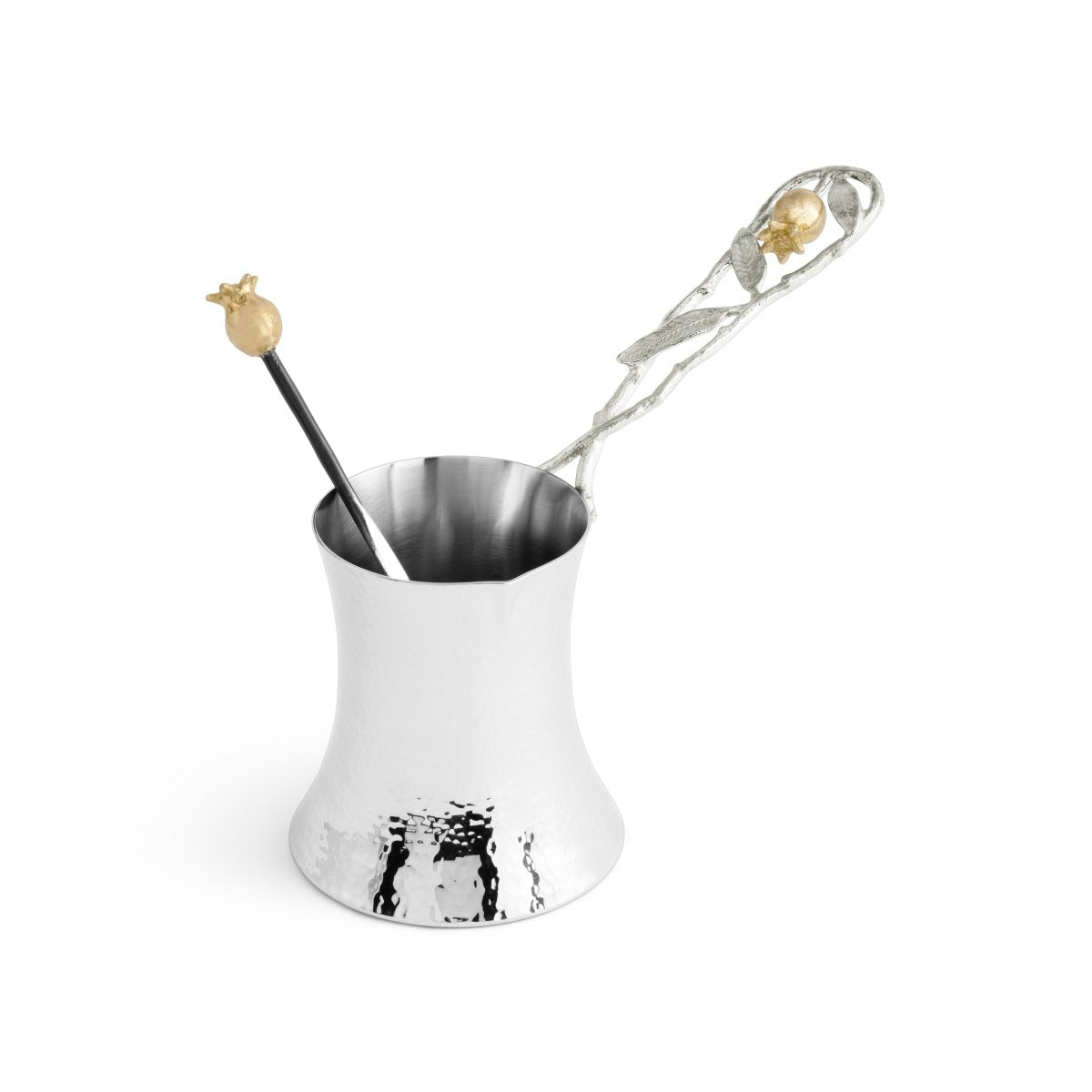 Pomegranate Silver &amp; Gold Coffee Pot w/ Spoon