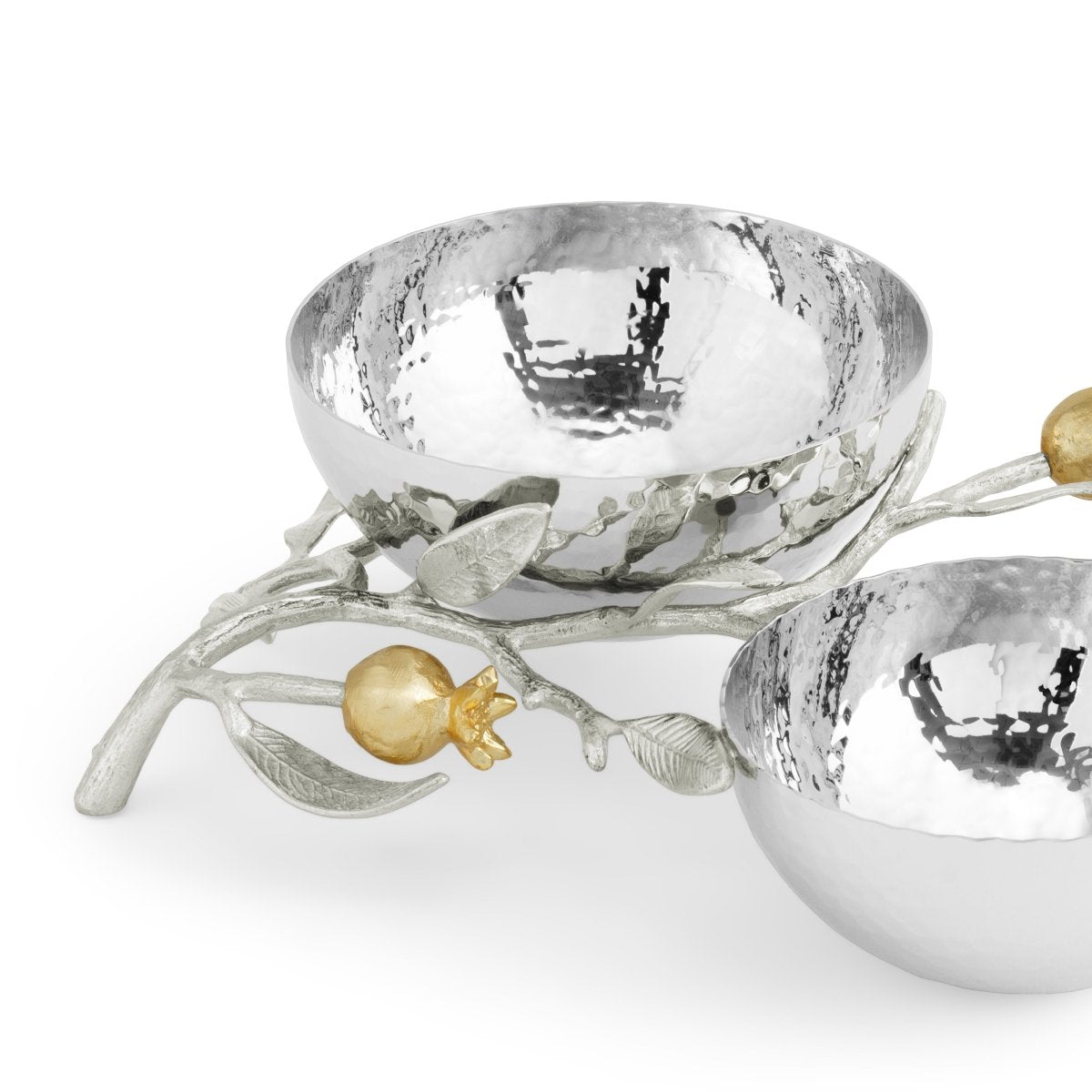 Pomegranate Silver &amp; Gold Double Bowl