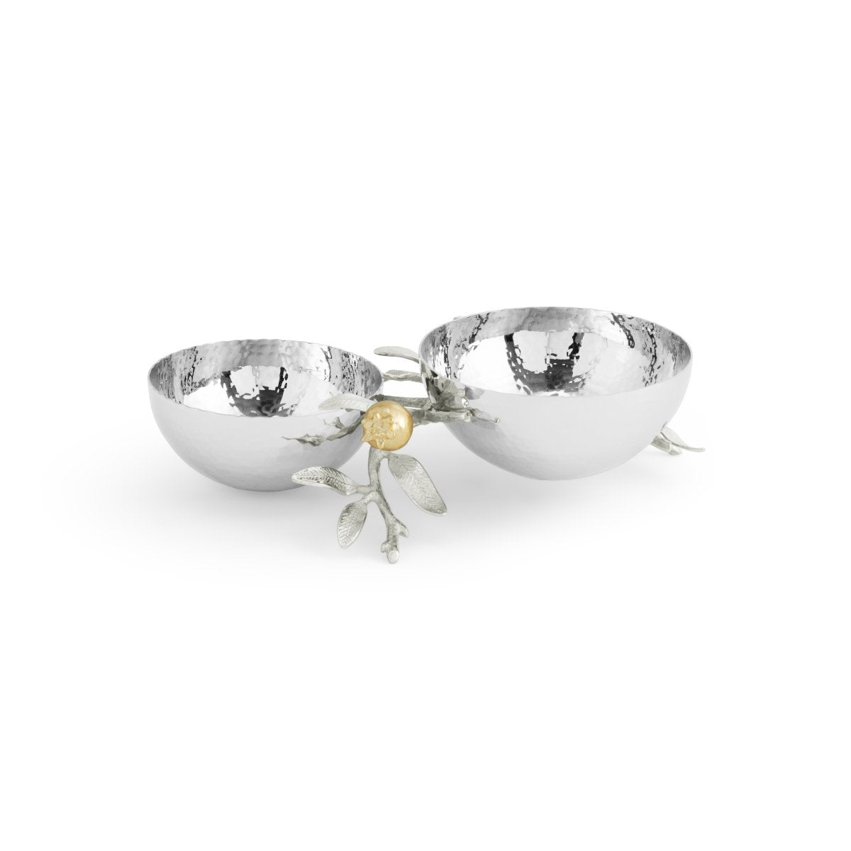 Pomegranate Silver &amp; Gold Double Bowl