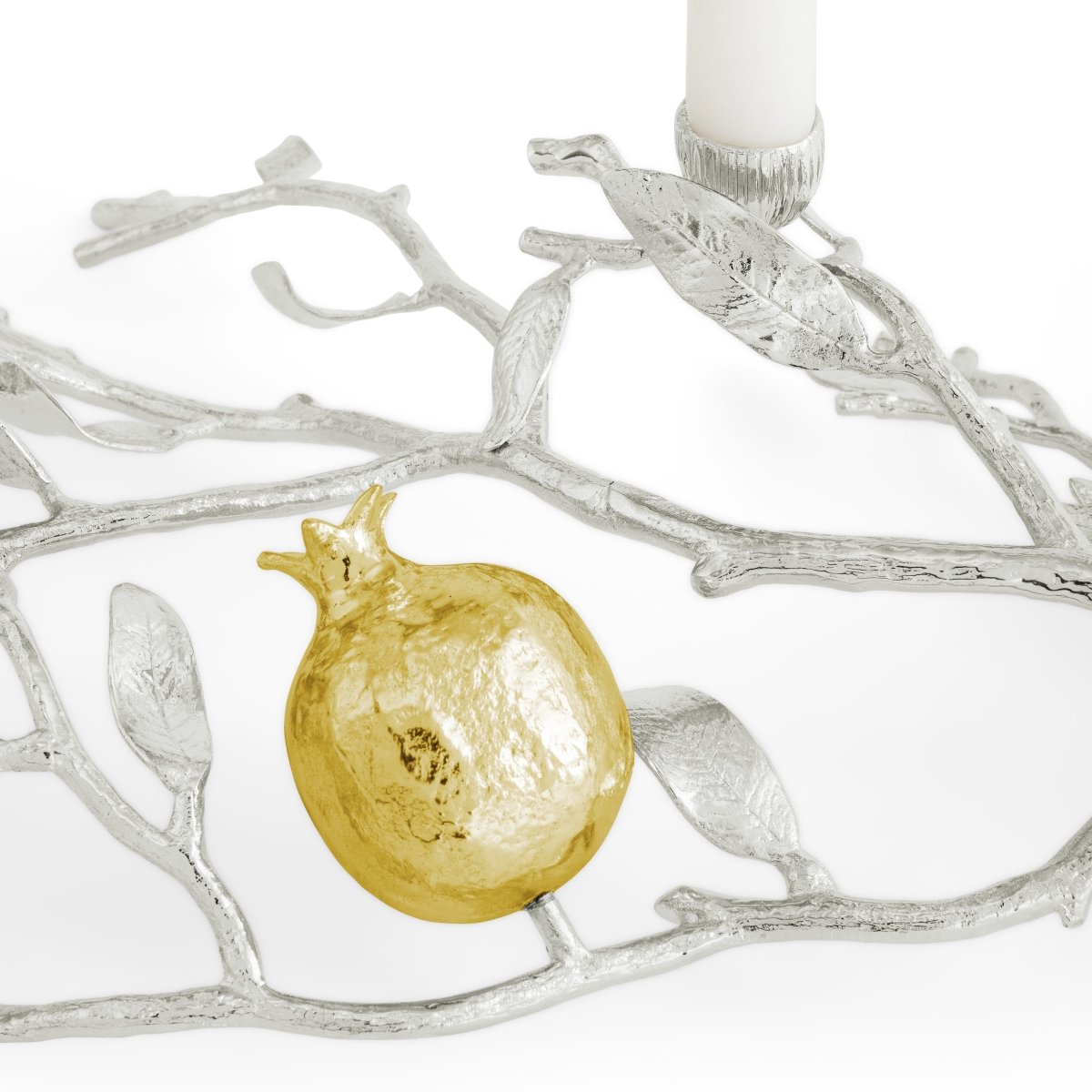 Pomegranate Silver &amp; Gold Low Candleholders