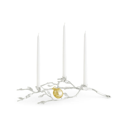 Pomegranate Silver &amp; Gold Low Candleholders