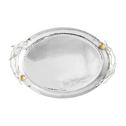 Pomegranate Silver &amp; Gold Oval Tray