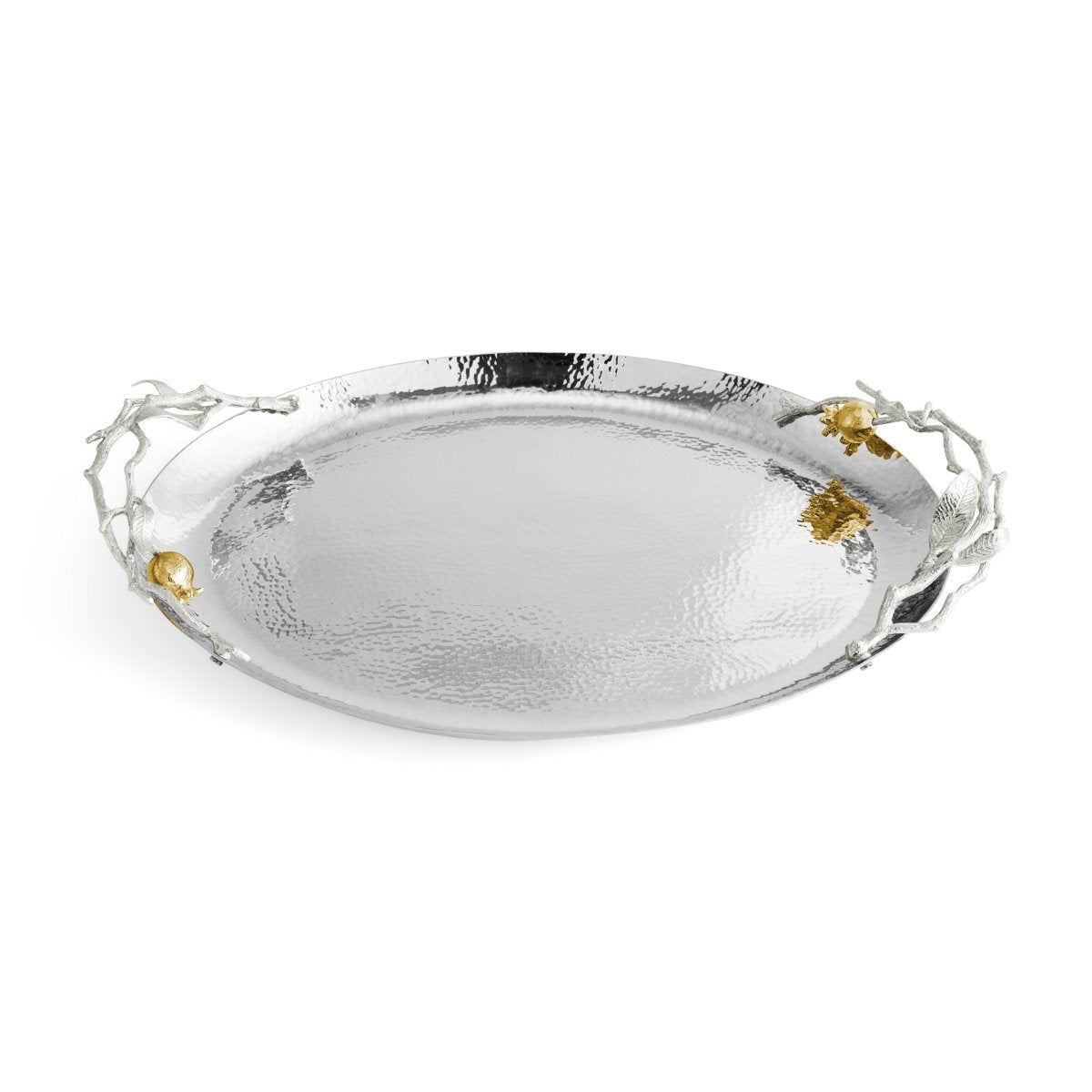 Pomegranate Silver &amp; Gold Oval Tray