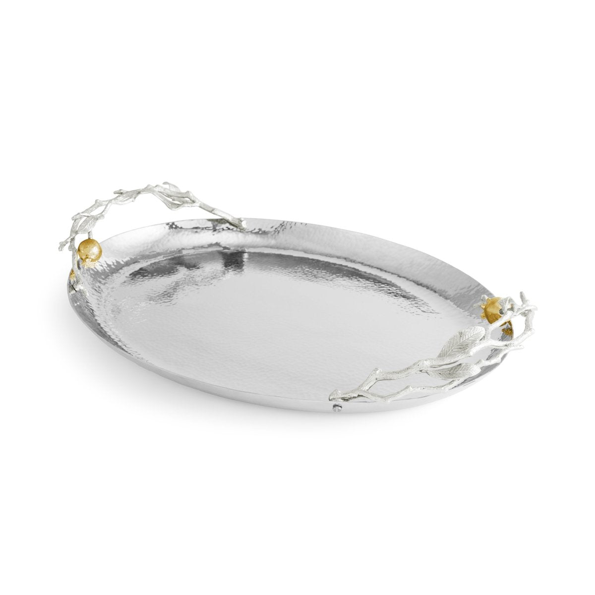 Pomegranate Silver &amp; Gold Oval Tray