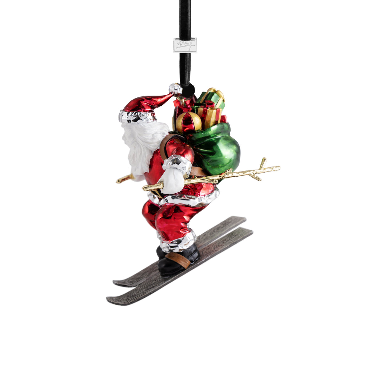 Skiing Santa Ornament