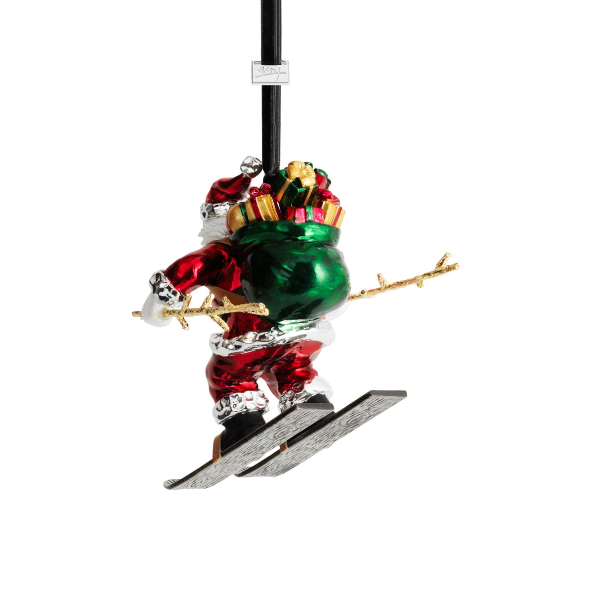 Skiing Santa Ornament