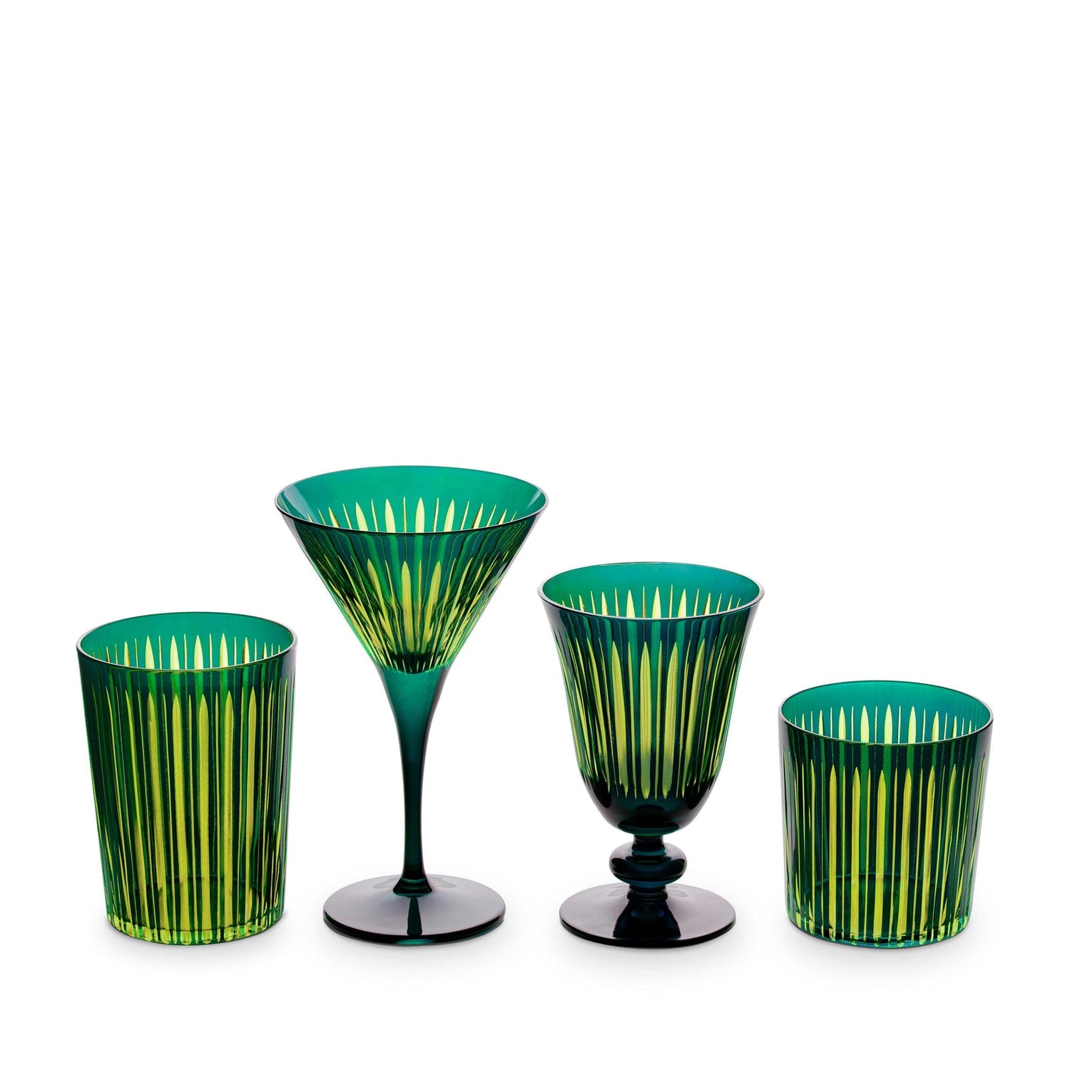 Prism Highball Glasses - Green (Set of 4)