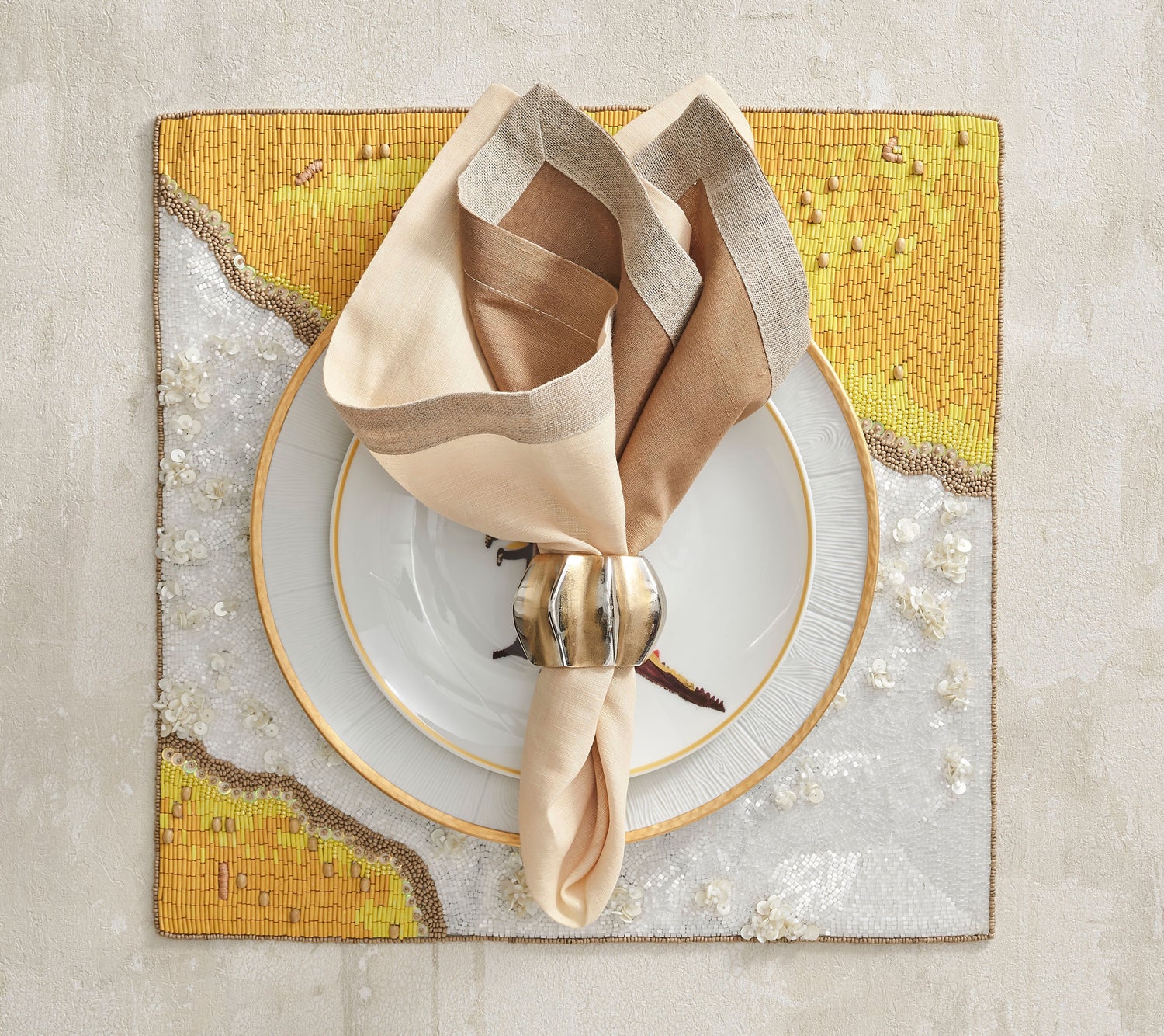 Dip Dye Napkin in White &amp; Beige