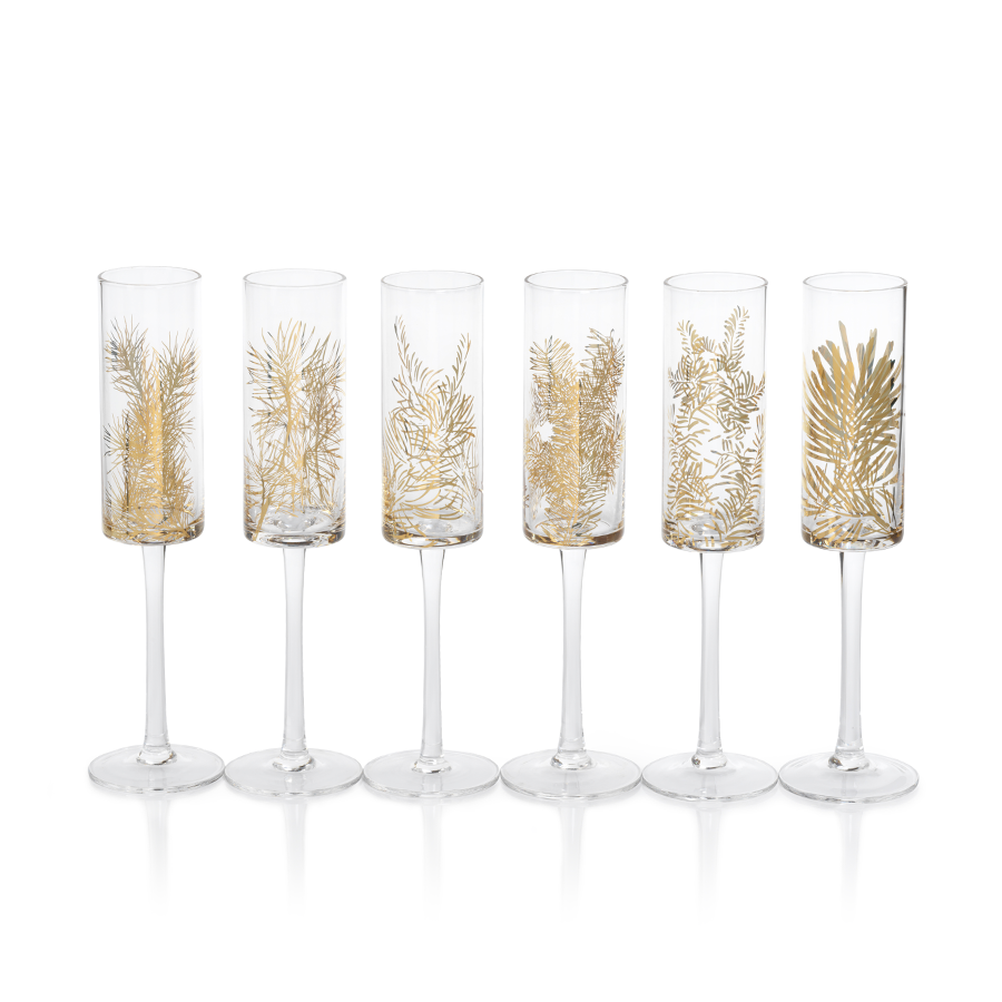 Golden Fir Celebration Flutes Set Of 6