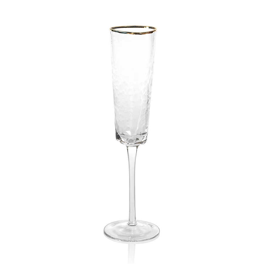 Aperitivo Triangular Champagne Flute - Clear with Gold Rim Set Of 4