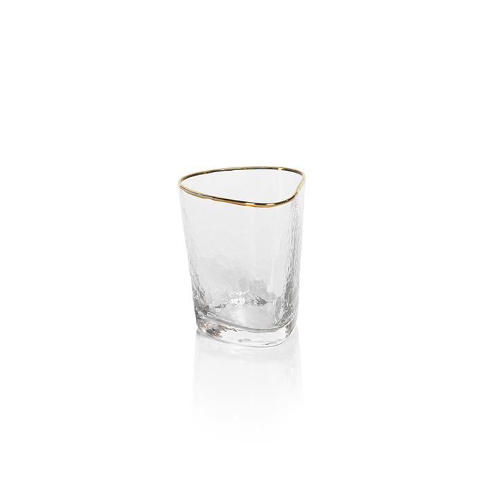 Aperitivo Triangular Double  Old Fashioned Glass - Clear with Gold Rim Set Of 6