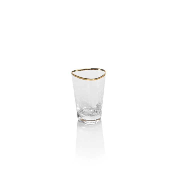 Aperitivo Triangular Shot Glass - Clear with Gold Rim Set Of 6